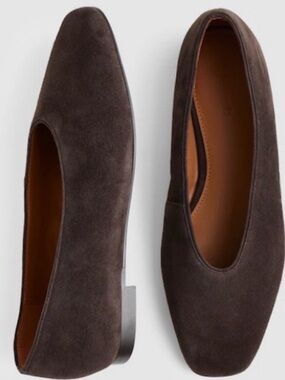 Madewell Dark Brown Suede Square-Toe Ballet Flats